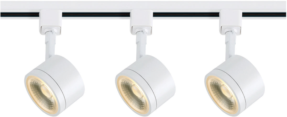 3 Light - Track Lighting Kit - 12 Watt LED per Head - 3000K - 4 foot Track - 36 degree - Round shape - White finish - H-Style