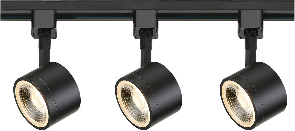 3 Light - Track Lighting Kit - 12 Watt LED per Head - 3000K - 4 foot Track - 36 degree - Round shape - Black finish - H-Style