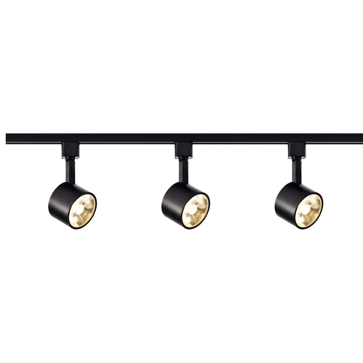 3 Light - Track Lighting Kit - 12 Watt LED per Head - 3000K - 4 foot Track - 36 degree - Round shape - Black finish - H-Style