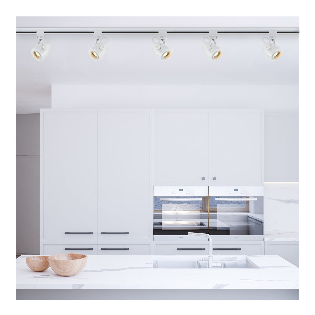 3 Light - Track Lighting Kit - 12 Watt LED per Head - 3000K - 4 foot Track - 36 degree - Pinch back shape - White finish - H-Style