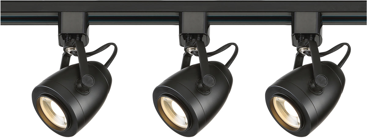 3 Light - Track Lighting Kit - 12 Watt LED per Head - 3000K - 4 foot Track - 36 degree - Pinch back - Black finish - H-Style