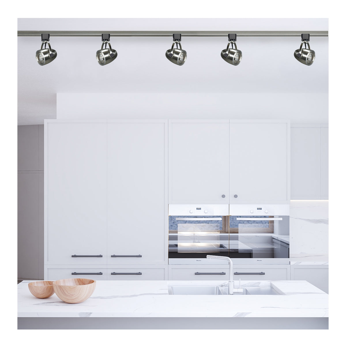 3 Light - Track Lighting Kit - 12 Watt LED per Head - 3000K - 4 foot Track - 36 degree - Pinch back - Brushed Nickel finish - H-Style