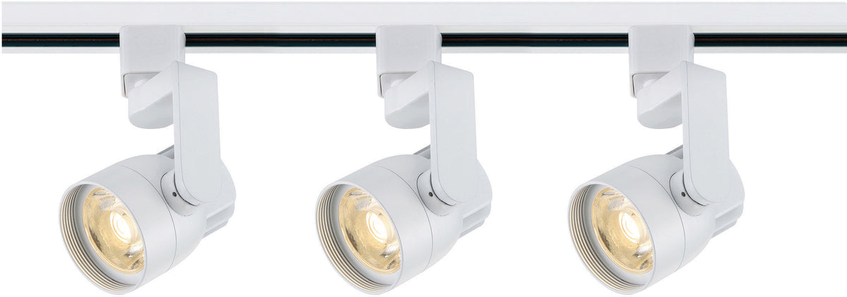 3 Light - Track Lighting Kit - 12 Watt LED per Head - 3000K - 4 foot Track - 36 degree - Round shape with angle arm - White