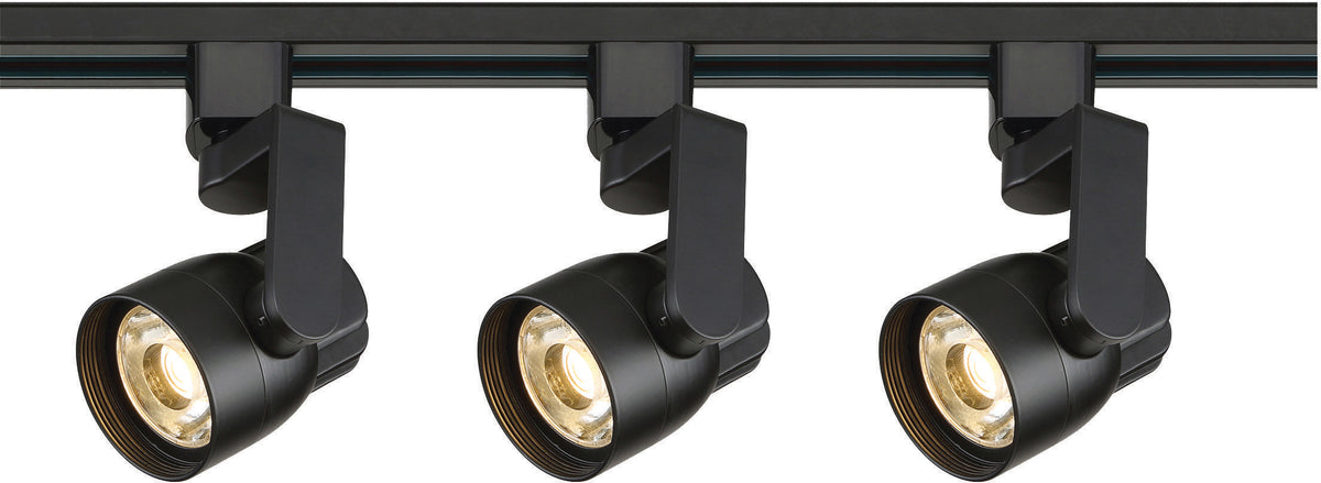 3 Light - Track Lighting Kit - 12 Watt LED per Head - 3000K - 4 foot Track - 36 degree - Round shape with angle arm - Black