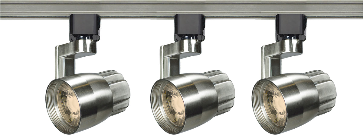 3 Light - Track Lighting Kit - 12 Watt LED per Head - 3000K - 4 foot Track - 36 degree - Round shape with angle arm - Brushed