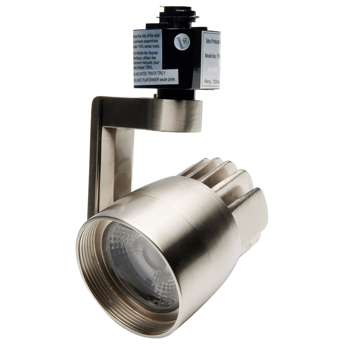 3 Light - Track Lighting Kit - 12 Watt LED per Head - 3000K - 4 foot Track - 36 degree - Round shape with angle arm - Brushed Nickel finish - H-Style
