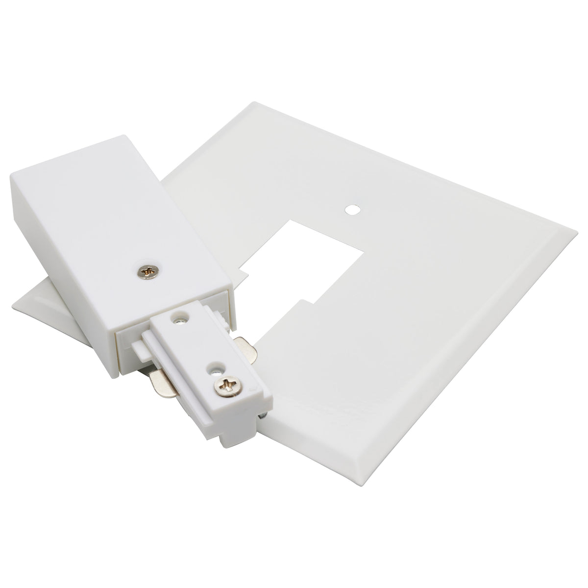 Canopy Power Feed - Reverse Polarity - White finish - H-Style for commercial spaces and track lighting