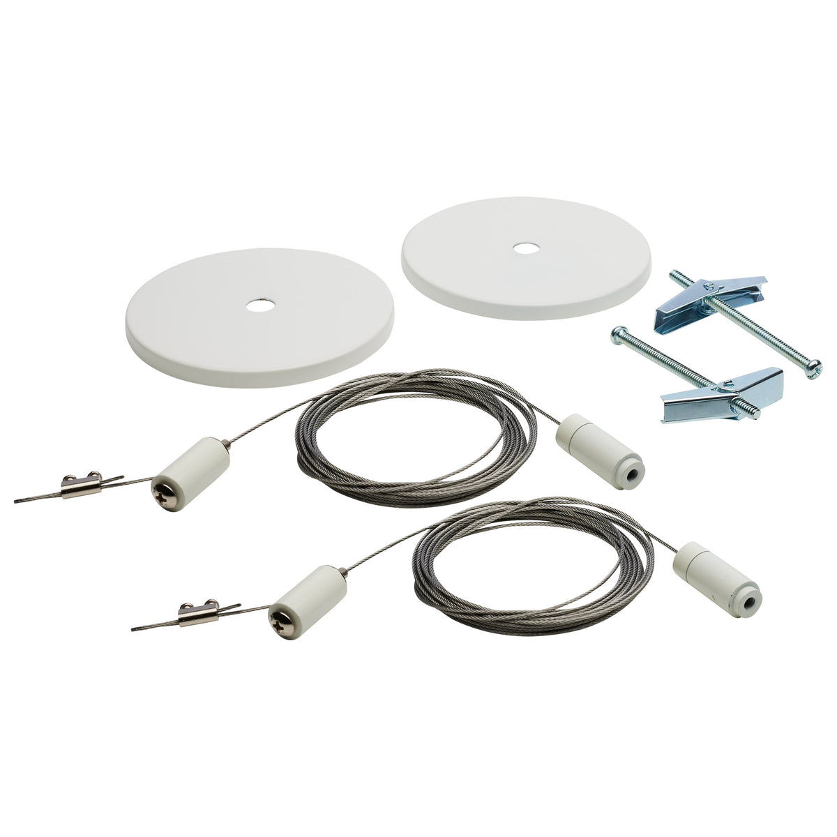 Track Suspension Aircraft Cable - White Canopy - H-Style for ceiling fixtures and commercial spaces