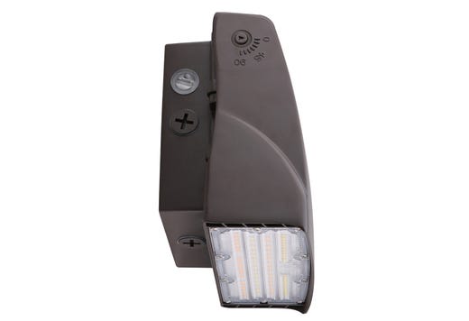 Adjustable Wallpack, Field Selectable Watts 30W-40W-50W and Color Selectable 3000K-4000K-5000K, 120-277VAC, Photocell-Enable/Disable