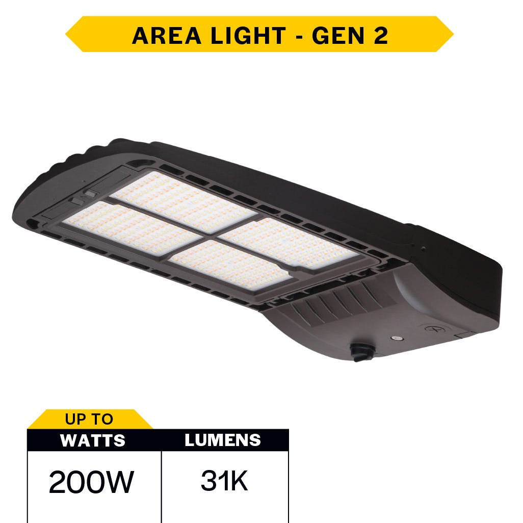 Sektor Area Light G2 Lumen Select (22,000-31,000), Field Adjust Type 3 (Installed) and 5 Lens, Color Select (3K-4K-5K), 120-277VAC, Bronze, 3-Pin Receptacle with Shorting Cap, Z10 Sensor Base with Cover, 10KVA Surge Protection (150-180-200W)