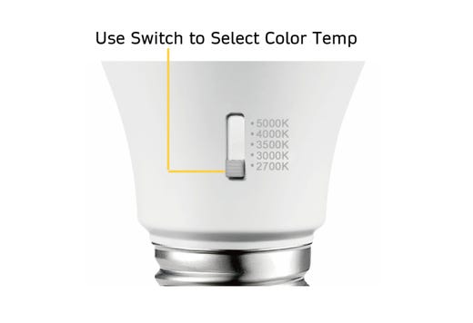 LED A19 Lamp Medium (E26) Base Color Selectable 2700K-5000K 6W 450 Lumens (40W Equiv) Dimmable T20