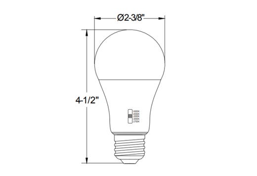 LED A19 Lamp Medium (E26) Base Color Selectable 2700K-5000K 15W 1600 Lumens (100W Equiv) Dimmable T20