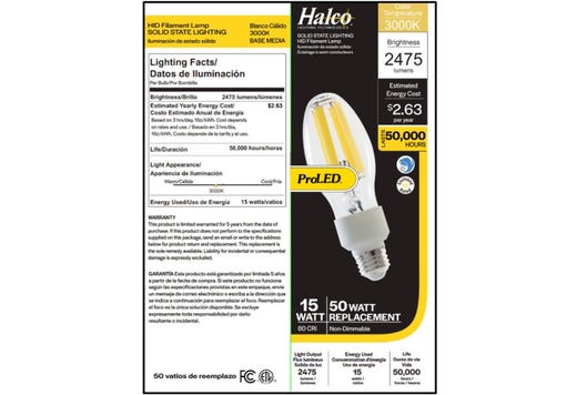LED HID Filament ED17 Bulb Retrofit - 15W