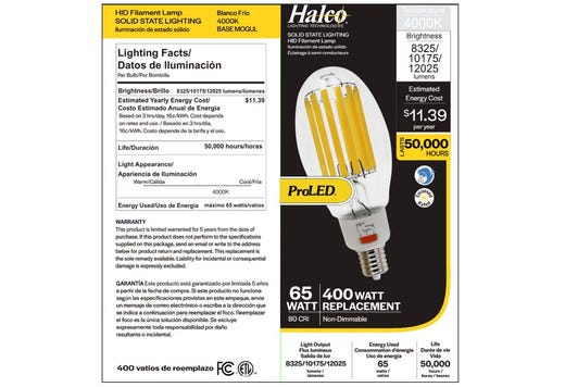 LED HID Filament ED37 Bulb Retrofit - 45/55/65W