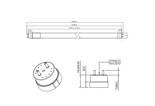 LED T8 Linear Tube 48in 14W 3000K - 6500K 5CCT Selectable Type B Bypass 1800 Lumen Double-Single Ended Dimmable