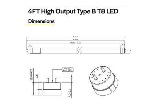 T8 Type B (Bypass) High Output Linear Tube