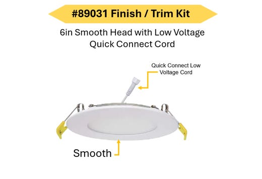 LED Select Slim Downlight 6in Smooth Trim Kit (5CCT-Triac Dim)- Must be Purchased with Rough-in Kit 89029 11W or 89034 13W-HO Order in Multiples of 10