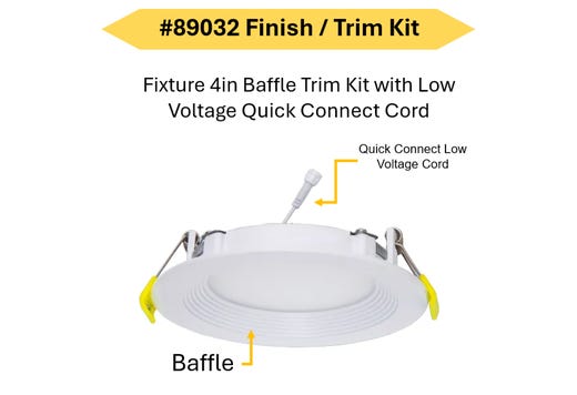 LED Select Slim Downlight 4in Baffle Trim Kit (5CCT-Triac Dim)- Must be Purchased with Rough-in Kit 89028 Order in Multiples of 10