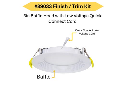 LED Select Slim Downlight 6in Baffle Trim Kit (5CCT-Triac Dim)- Must be Purchased with Rough-in Kit 89029 11W or 89034 13W-HO Order in Multiples of 10