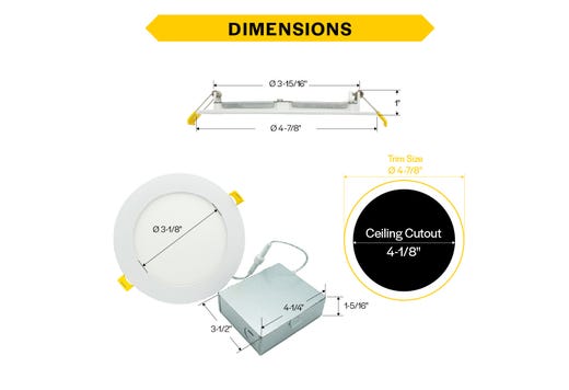 LED Select Slim Downlight 4in 8W Smooth Trim 2700K-5000K Color Selectable 749-777lm Dimmable JA-8