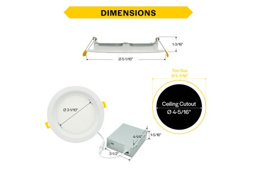 LED Select Slim Downlight 4in 8W Baffle Trim 665-710lm Color Selectable