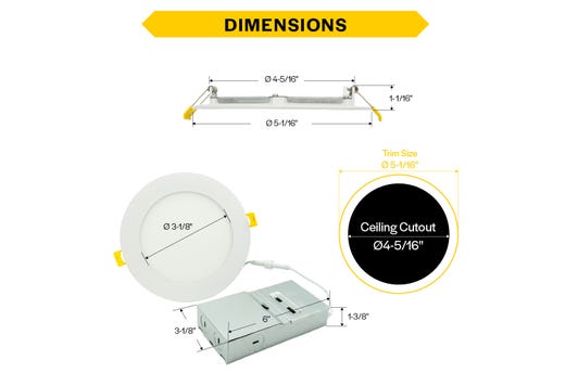 Commercial Slim Downlight 4in 13W Lumen Select 660-820-1075lm 2700-5000K Color Selectable Smooth Trim 120-277V Dimmable TRIAC-ELV & 0-10V