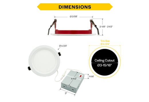 LED Fire Rated 4in Slim Downlight Color Selectable 11W 900 Lumen Textured Baffle Trim 120V Triac Dimmable T24