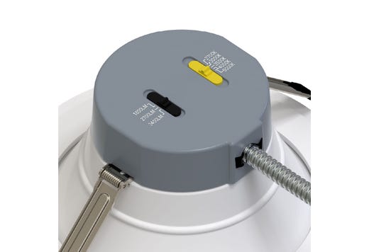 Commercial Retrofit Downlight, 8in, Lumen and CCT Select, 120-277V, Dimmable TRIAC/ELV & 0-10V, Haze Reflector, White Flange