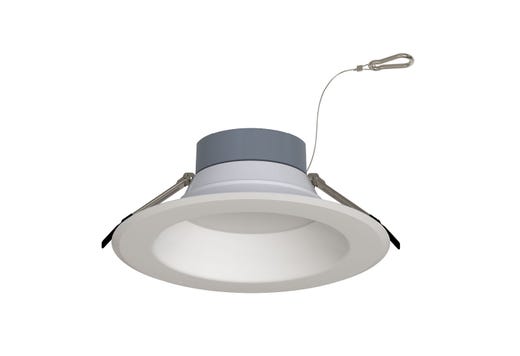 Commercial Retrofit Downlight, 10in, Lumen and CCT Select, 120-277V, Dimmable TRIAC/ELV & 0-10V, White Reflector, White Flange