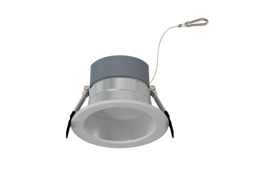Commercial Retrofit Downlight, 4in, Lumen and CCT Select, 120-277V, Dimmable TRIAC/ELV & 0-10V, Haze Reflector, White Flange