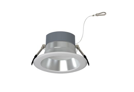 Commercial Retrofit Downlight, 6in, Emergency Battery Ready, Lumen and CCT Select, 120-277V, Dimmable TRIAC/ELV & 0-10V, White Reflector, White Flange