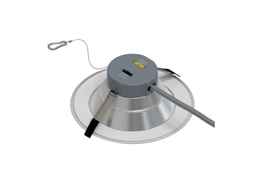 Commercial Retrofit Downlight, 10in, Lumen and CCT Select, 120-277V, Dimmable TRIAC/ELV & 0-10V, Haze Reflector, White Flange