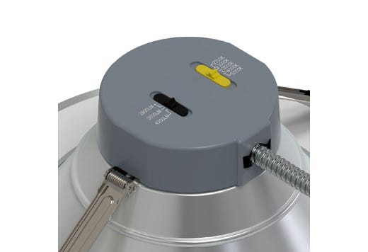 Commercial Retrofit Downlight, 10in, Lumen and CCT Select, 120-277V, Dimmable TRIAC/ELV & 0-10V, Haze Reflector, White Flange