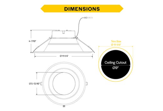 Commercial Retrofit Downlight, 10in, Lumen and CCT Select, 120-277V, Dimmable TRIAC/ELV & 0-10V, Haze Reflector, White Flange