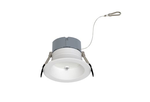 Commercial Retrofit Downlight, 4in, Emergency Battery Ready, Lumen and CCT Select, 120-277V, Dimmable TRIAC/ELV & 0-10V, White Reflector, White Flange