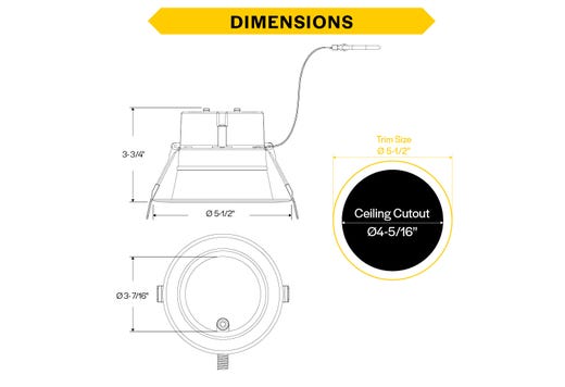Commercial Retrofit Downlight, 4in, Emergency Battery Ready, Lumen and CCT Select, 120-277V, Dimmable TRIAC/ELV & 0-10V, White Reflector, White Flange