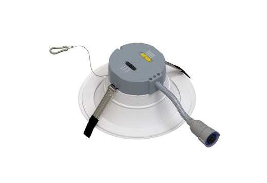 Commercial Retrofit Downlight, 8in, Emergency Battery Ready, Lumen and CCT Select, 120-277V, Dimmable TRIAC/ELV & 0-10V, White Reflector, White Flange