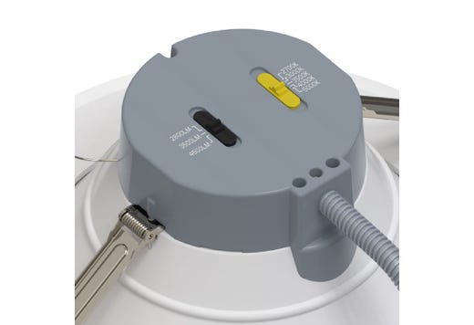 Commercial Retrofit Downlight, 10in, Emergency Battery Ready, Lumen and CCT Select, 120-277V, Dimmable TRIAC/ELV & 0-10V, White Reflector, White Flange