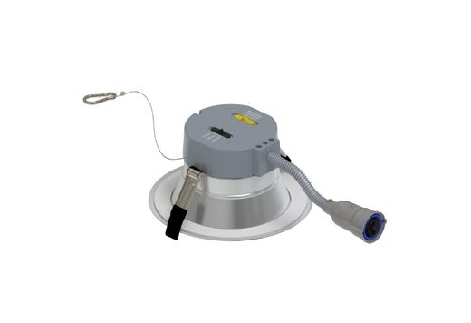 Commercial Retrofit Downlight, 6in, Emergency Battery Ready, Lumen and CCT Select, 120-277V, Dimmable TRIAC/ELV & 0-10V, Haze Reflector, White Flange