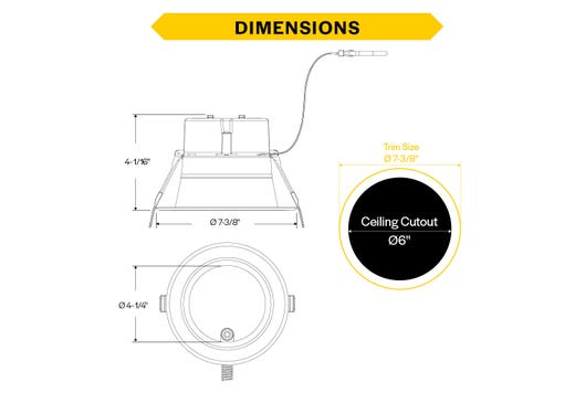 Commercial Retrofit Downlight, 6in, Emergency Battery Ready, Lumen and CCT Select, 120-277V, Dimmable TRIAC/ELV & 0-10V, Haze Reflector, White Flange