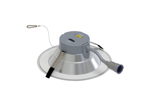 Commercial Retrofit Downlight, 10in, Emergency Battery Ready, Lumen and CCT Select, 120-277V, Dimmable TRIAC/ELV & 0-10V, Haze Reflector, White Flange