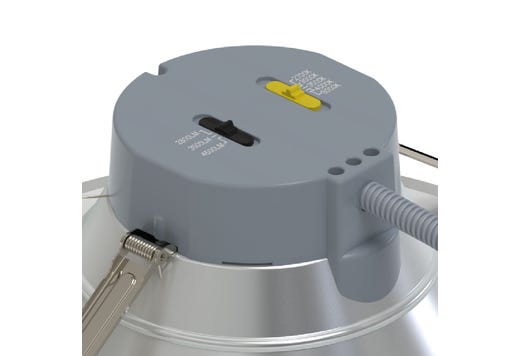 Commercial Retrofit Downlight, 10in, Emergency Battery Ready, Lumen and CCT Select, 120-277V, Dimmable TRIAC/ELV & 0-10V, Haze Reflector, White Flange