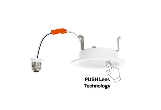 LED Retrofit Slim Downlight 4in Baffle Trim 8W 700 Lumen Push product image