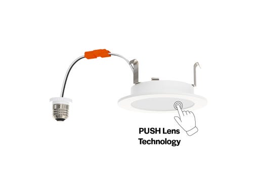 LED Retrofit Slim Downlight 4in Smooth Trim 8W 700 Lumen Push
