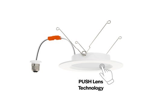 LED Retrofit Slim Downlight 6in Baffle Trim 10W 900 Lumen Push lighting product image