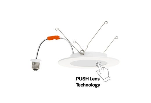 LED Retrofit Slim Downlight 6in Smooth Trim 10W 900 Lumen Push LED product