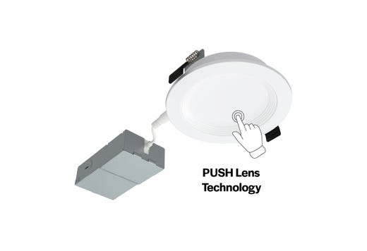 LED Slim Downlight 4in, Baffle Trim, 9W, 750 Lumen, Push Lens for
