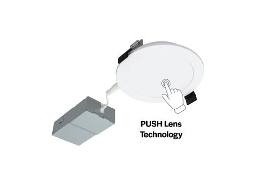 LED Slim Downlight 4in, Smooth Trim, 9W, 750 Lumen, Push Lens for