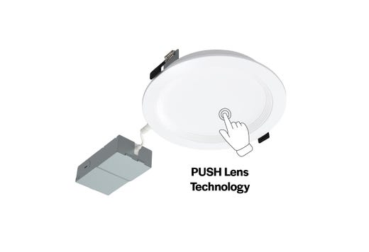 LED Slim Downlight 6in, Baffle Trim, 13W, 1100 Lumen, Push Lens lighting product image