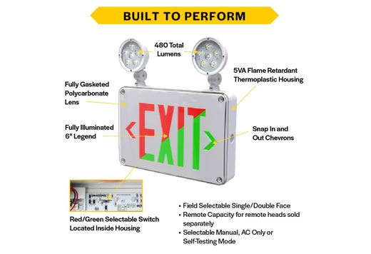 Emergence Series, Wet, Cold-Location, Combo, White Housing, Field-Selectable Red or Green Legend with Field-Selectable Single/Double Face, Self-Diagnostics, Remote Capacity